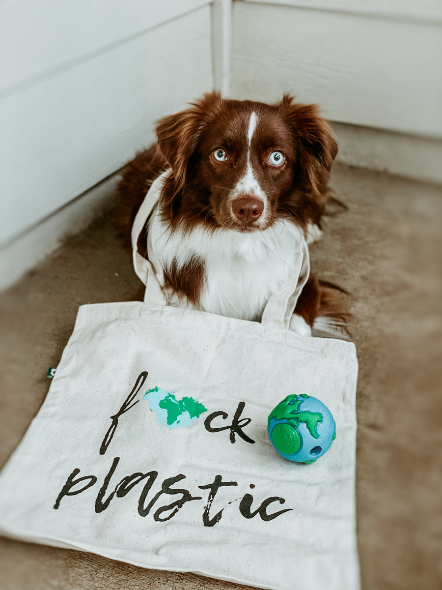 f🌎ck plastic recycled canvas tote